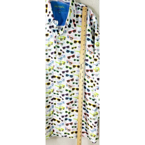 Michael's Men XXL 100% Linen Sunglasses Print Long Sleeve Shirt RV $165 EUC - Picture 5 of 13